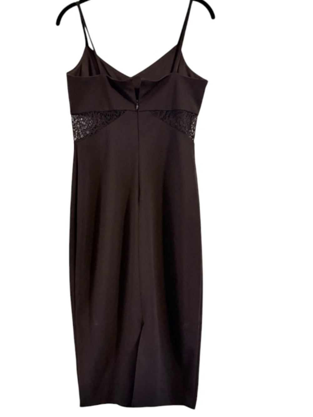 Michael Kors Black Lace-Inset Spaghetti-Strap Midi Dress Size 6
